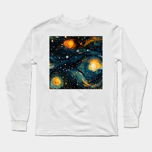 Van Gogh Starry Night Outer Space Pattern 26 Long Sleeve T-Shirt